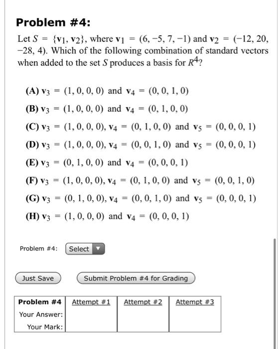 Solved Problem 4 Let S V1 V2 Where Vi 6 5 7 1 Chegg