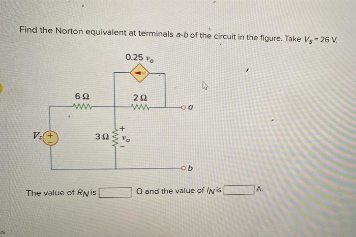 Solved Find The Norton Equivalent At Terminals A