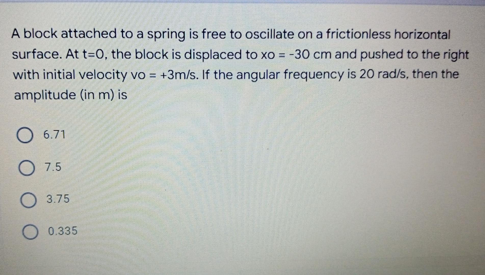 Solved A Block Attached To A Spring Is Free To Oscillate On Chegg