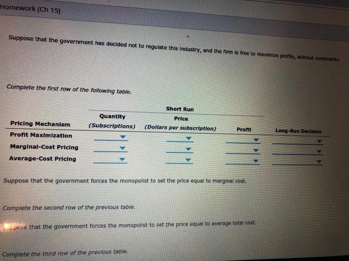 Solved Homework Ch Regulating A Natural Monopoly Chegg