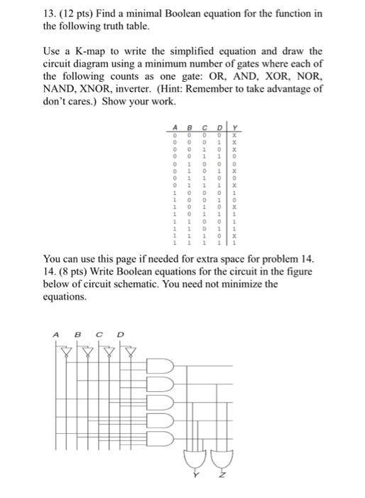 Solved Pts Find A Minimal Boolean Equation For The Chegg