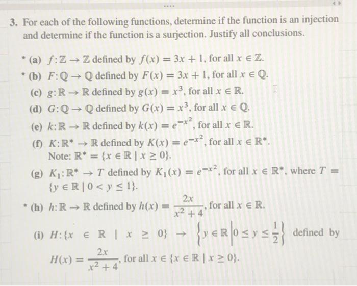 Solved For Each Of The Following Functions Determine If Chegg