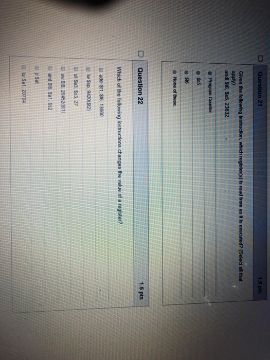 Solved D Question Pts Given Following Instruction Register S