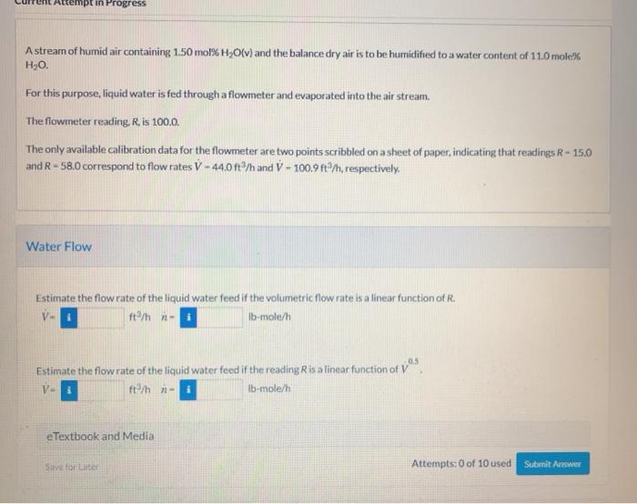 Solved Attempt In Progress Astream Of Humid Air Containing Chegg