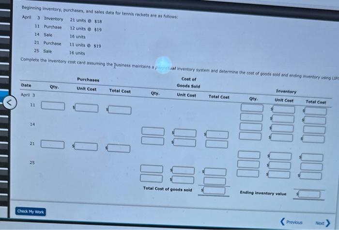 Solved Beginning Inventory Purchases And Sales Data Fo