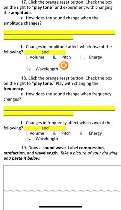 Solved Part Sound Waves Open The Waves Intro Phet Chegg