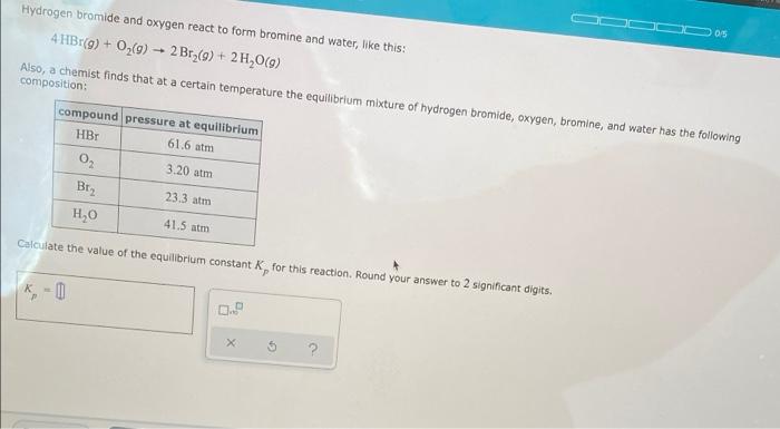 Solved Hydrogen Bromide And Oxygen React To Form Bromine Chegg