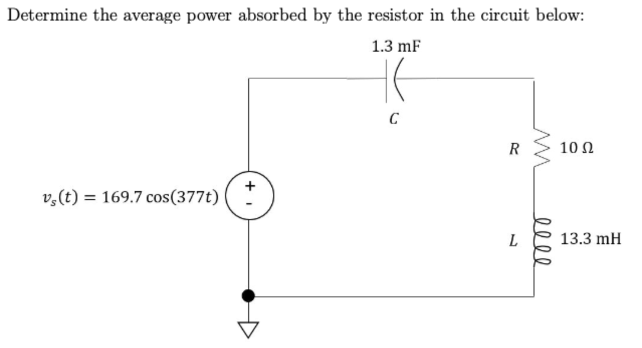 Solved Determine The Average Power Absorbed By The Resistor Chegg