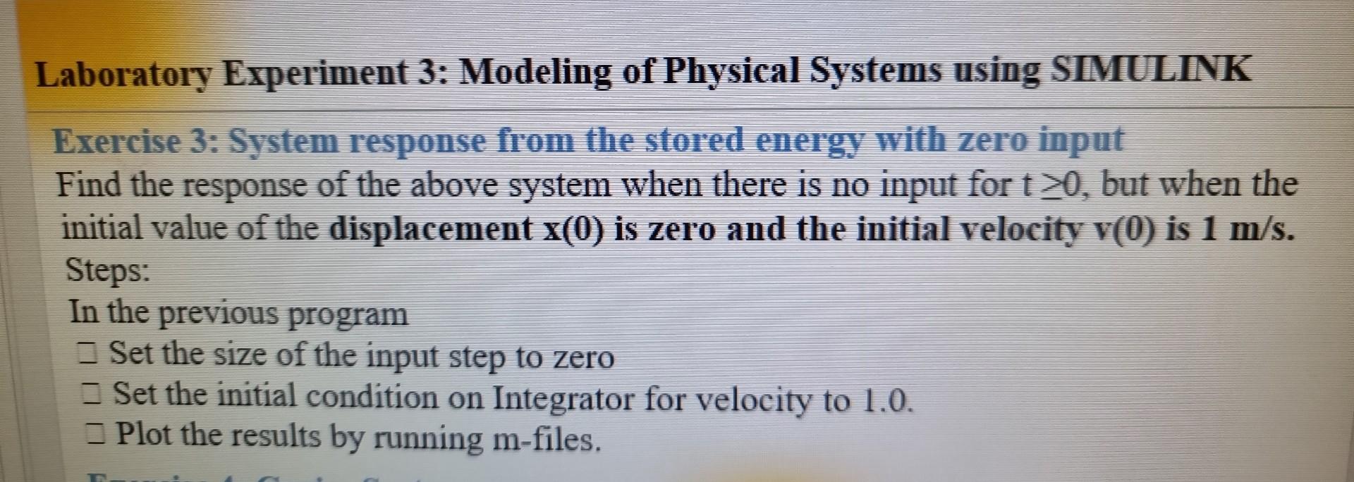 Solved Laboratory Experiment Modeling Of Physical Systems Chegg