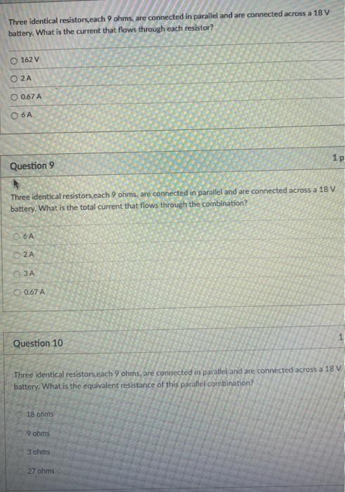 Solved Three Identical Resistors Each Ohms Are Connected Chegg