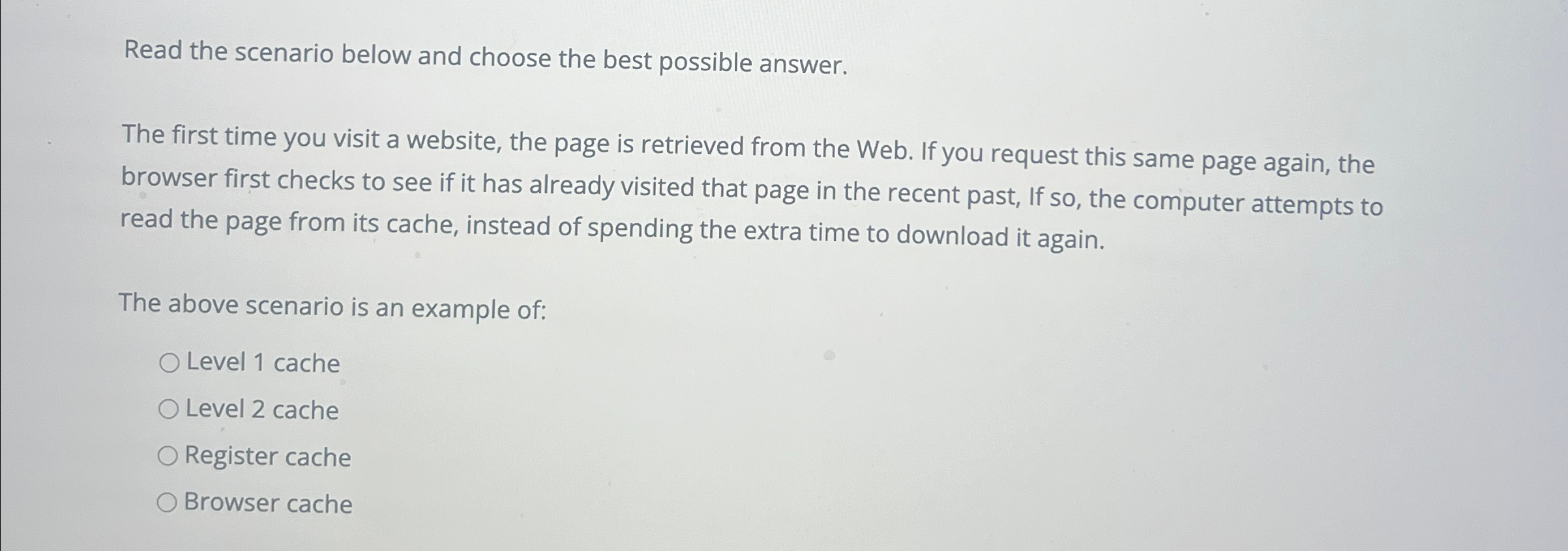 Solved Read The Scenario Below And Choose The Best Possible Chegg