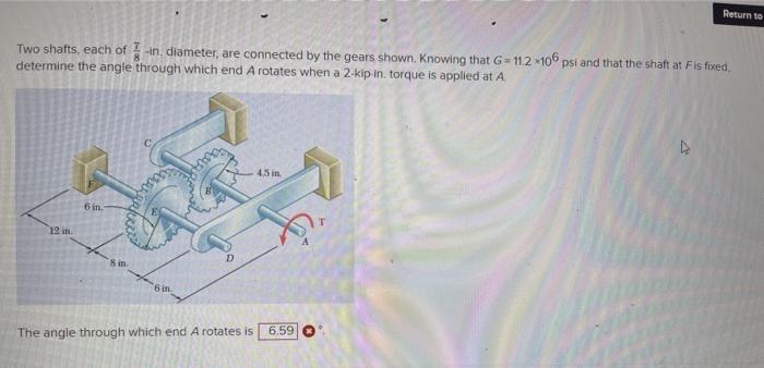 Solved Return To Two Shafts Each Of In Diameter Are Chegg