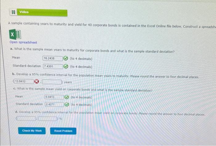 Solved Sample Containing Years To Maturity And Yield For 40 Chegg