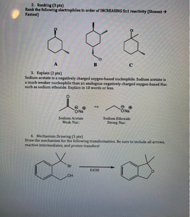 Solved Ranking Pts Rank The Following Electrophiles Chegg