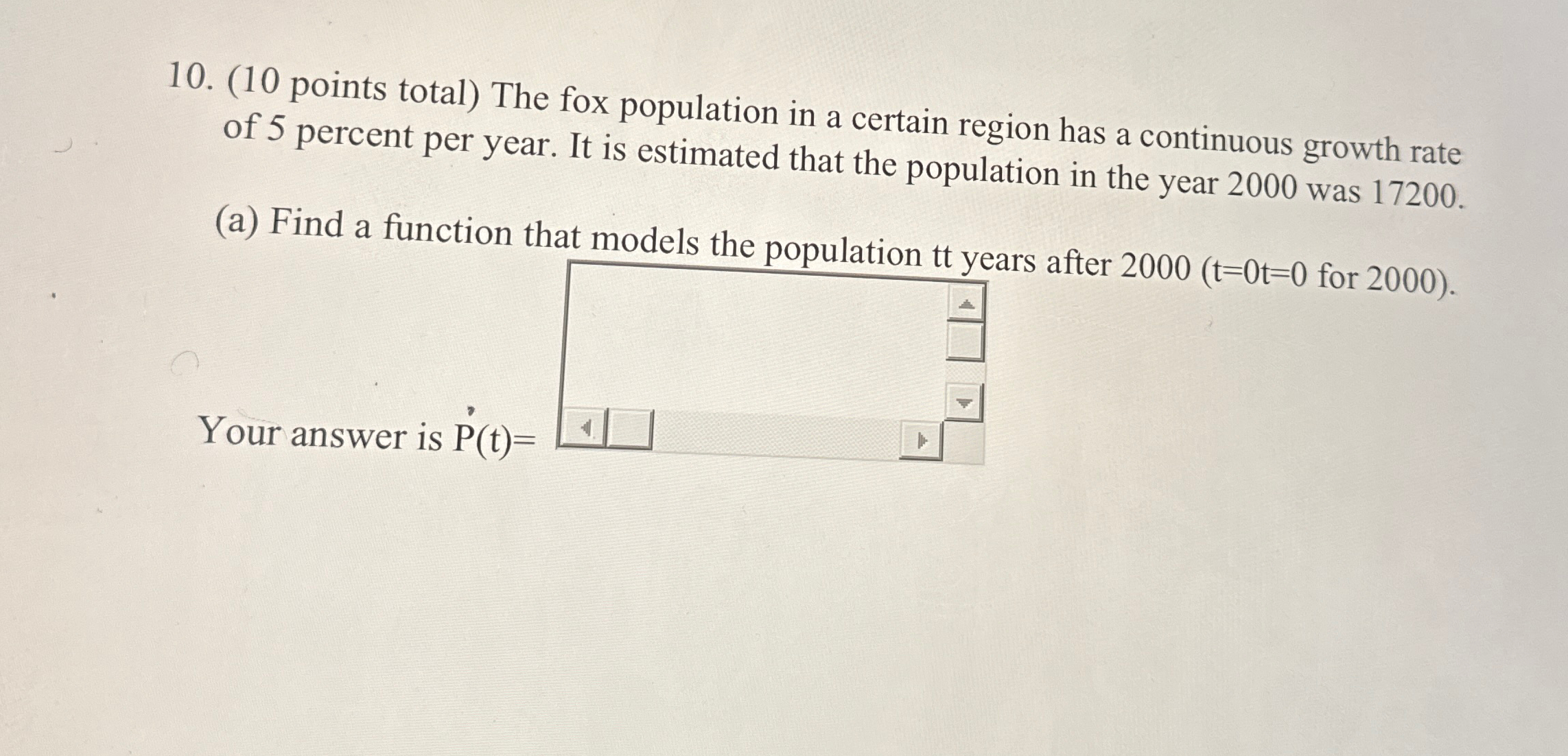 Solved Points Total The Fox Population In A Certain Chegg