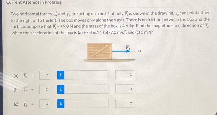 Solved Two Horizontal Forces F1 And F2 Are Acting On A Chegg