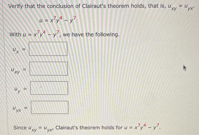 Solved Verify That The Conclusion Of Clairaut S Theorem Chegg