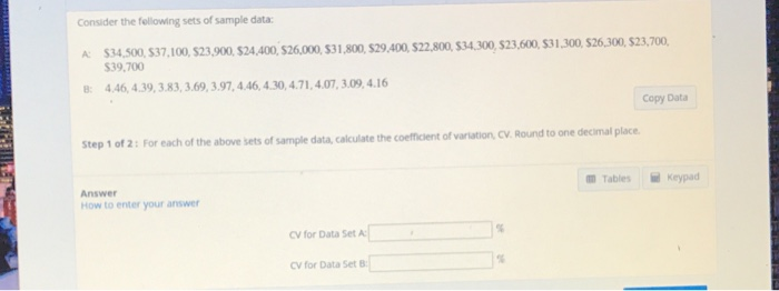 Solved Consider The Following Sets Of Sample Data A Chegg