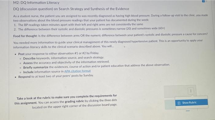 M2 DQ Information Literacy DQ Discussion Question Chegg