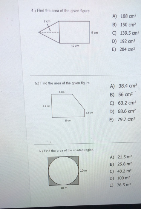 Solved Find The Area Of The Given Figure Cm A Chegg