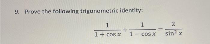 Solved Prove The Following Trigonometric Identity Chegg