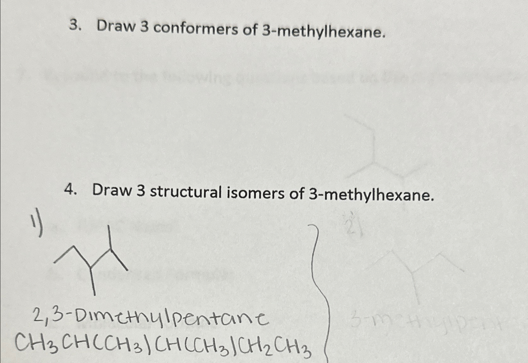 Solved Draw Conformers Of Methylhexane Draw Chegg