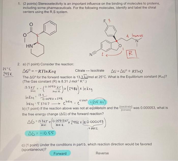 Solved 1 2 Points Stereoselectivity Is An Important Chegg