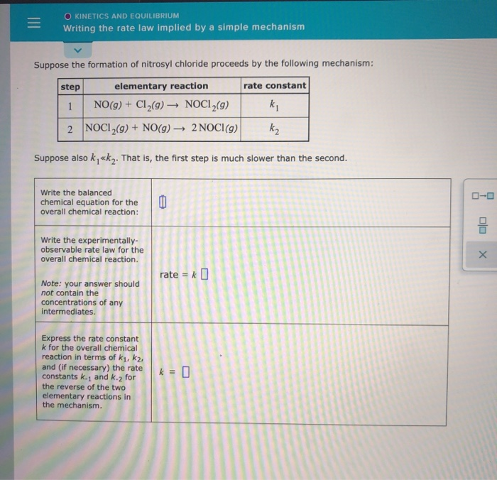 Solved O Kinetics And Equilibrium Writing The Rate Law Chegg