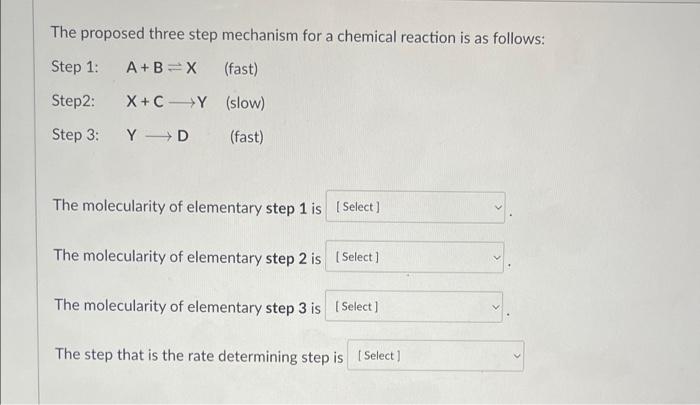 Solved The Proposed Three Step Mechanism For A Chemical Chegg