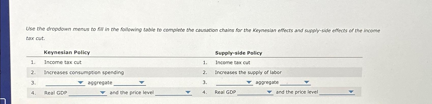 Solved Use The Dropdown Menus To Fill In The Following Table Chegg