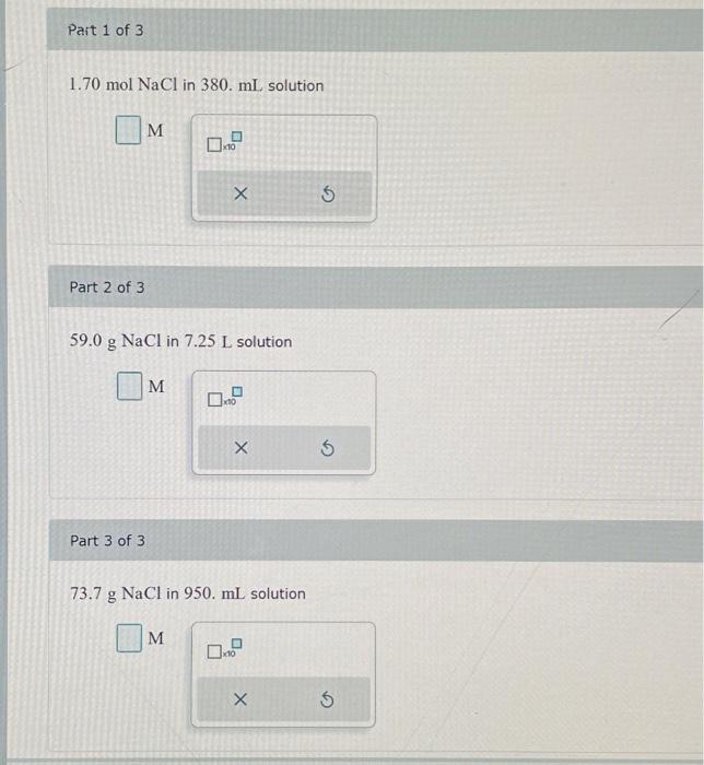 Solved Calculate The Molarity Of Each Aqueous Solution With Chegg