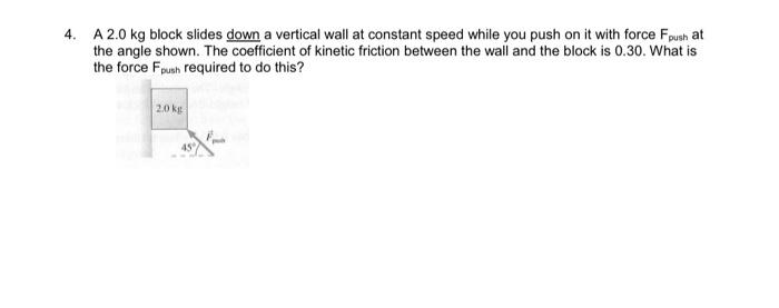 Solved A Kg Block Slides Down A Vertical Wall At Chegg