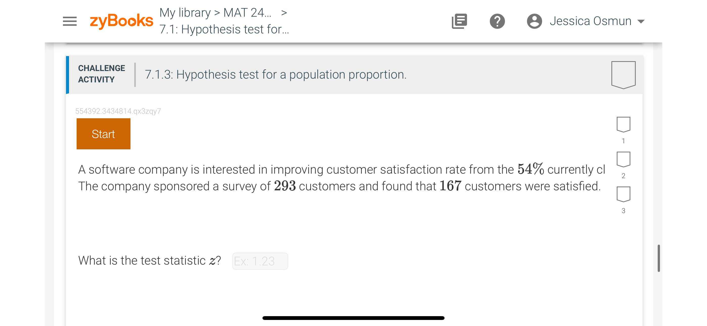 Solved ZyBooksMy Library MAT 24 7 1 Hypothesis Test Chegg