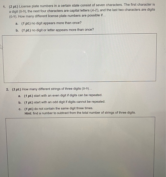 Solved Pt License Plate Numbers In A Certain State Chegg