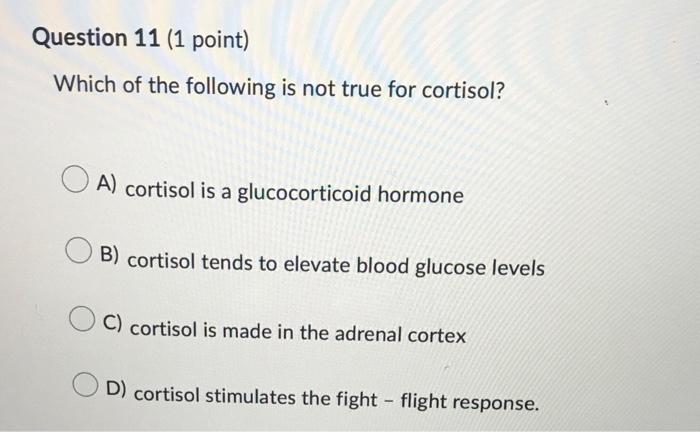 Solved Which Of The Following Is Not True For Cortisol A Chegg