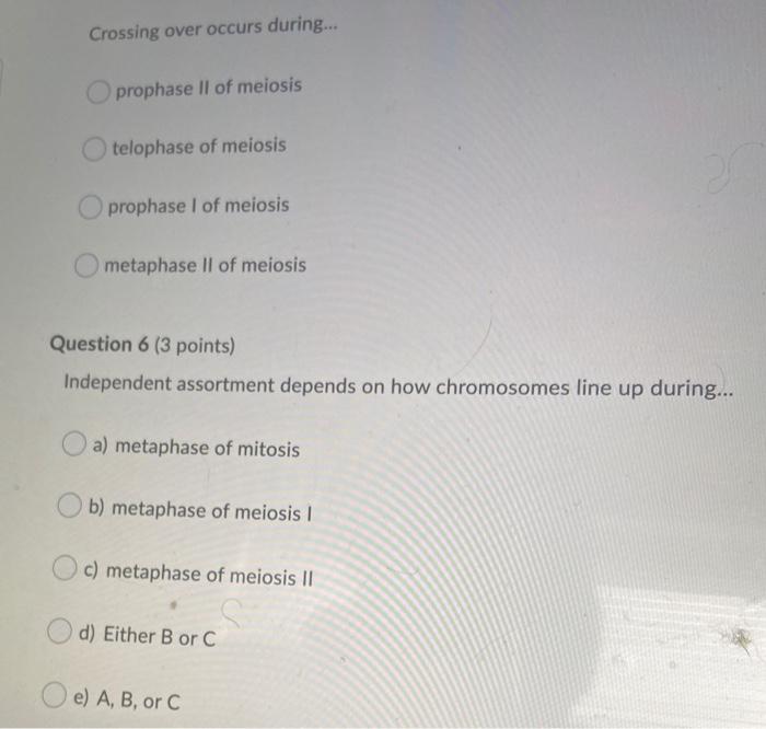 Solved Crossing Over Occurs During Prophase II Of Meiosis Chegg