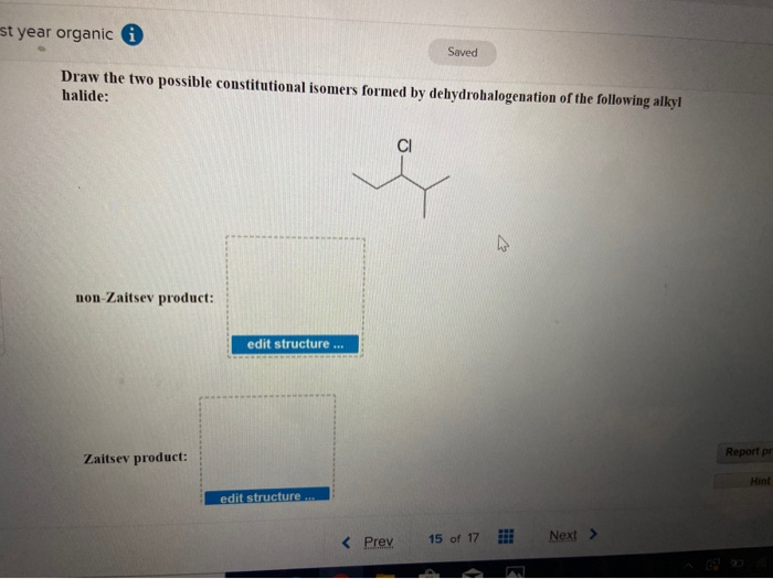 Solved St Year Organic Saved Draw The Two Possible Chegg