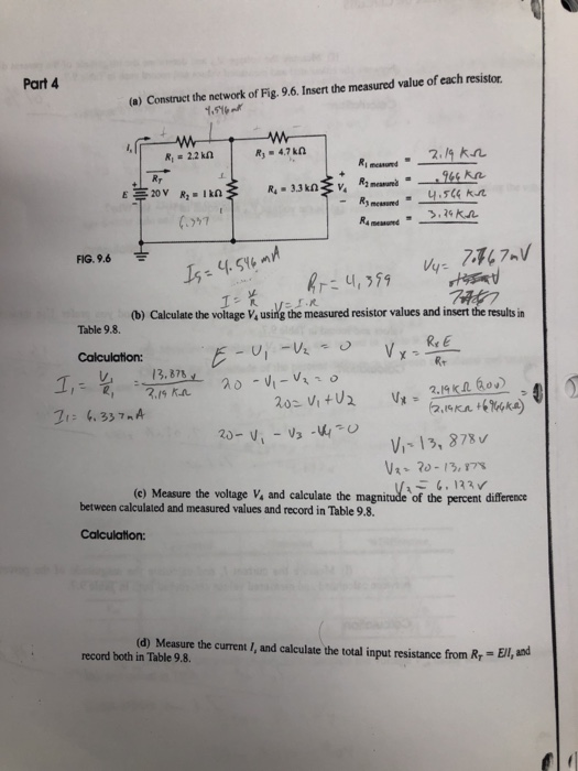 Solved Part 4 A Construct The Network Of Fig 9 6 Insert Chegg