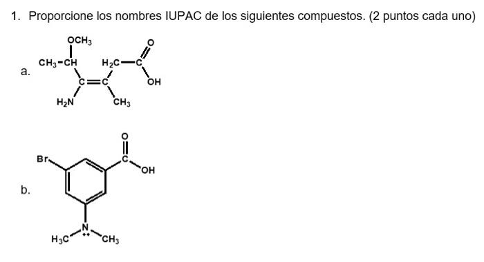 Resuelto Proporcione Los Nombres Iupac De Los Siguientes Chegg Mx