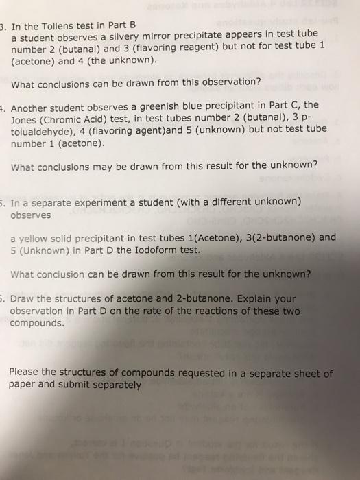 Solved Ost Lab Questions In Part A Brady S Reagent Chegg