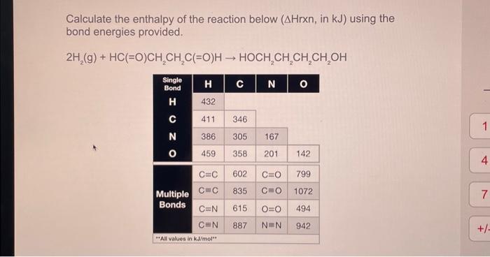 Solved Calculate The Enthalpy Of The Reaction Below Hrxn Chegg