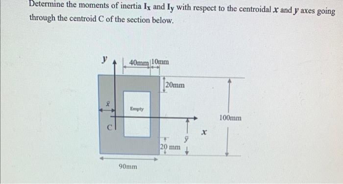 Solved Determine The Moments Of Inertia Ix And Iy With Re