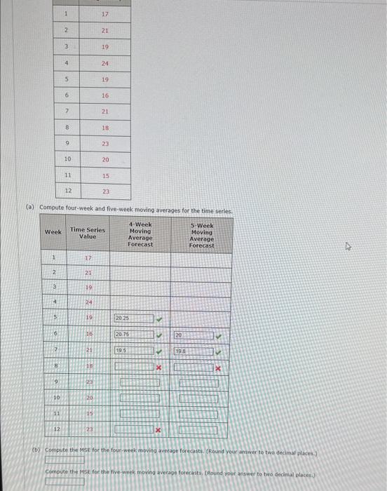 Solved A Compute Four Week And Flive Week Moving Avera