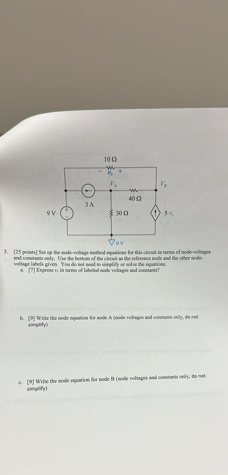 Solved 25 Points Set Up The Node Voltage Method Chegg