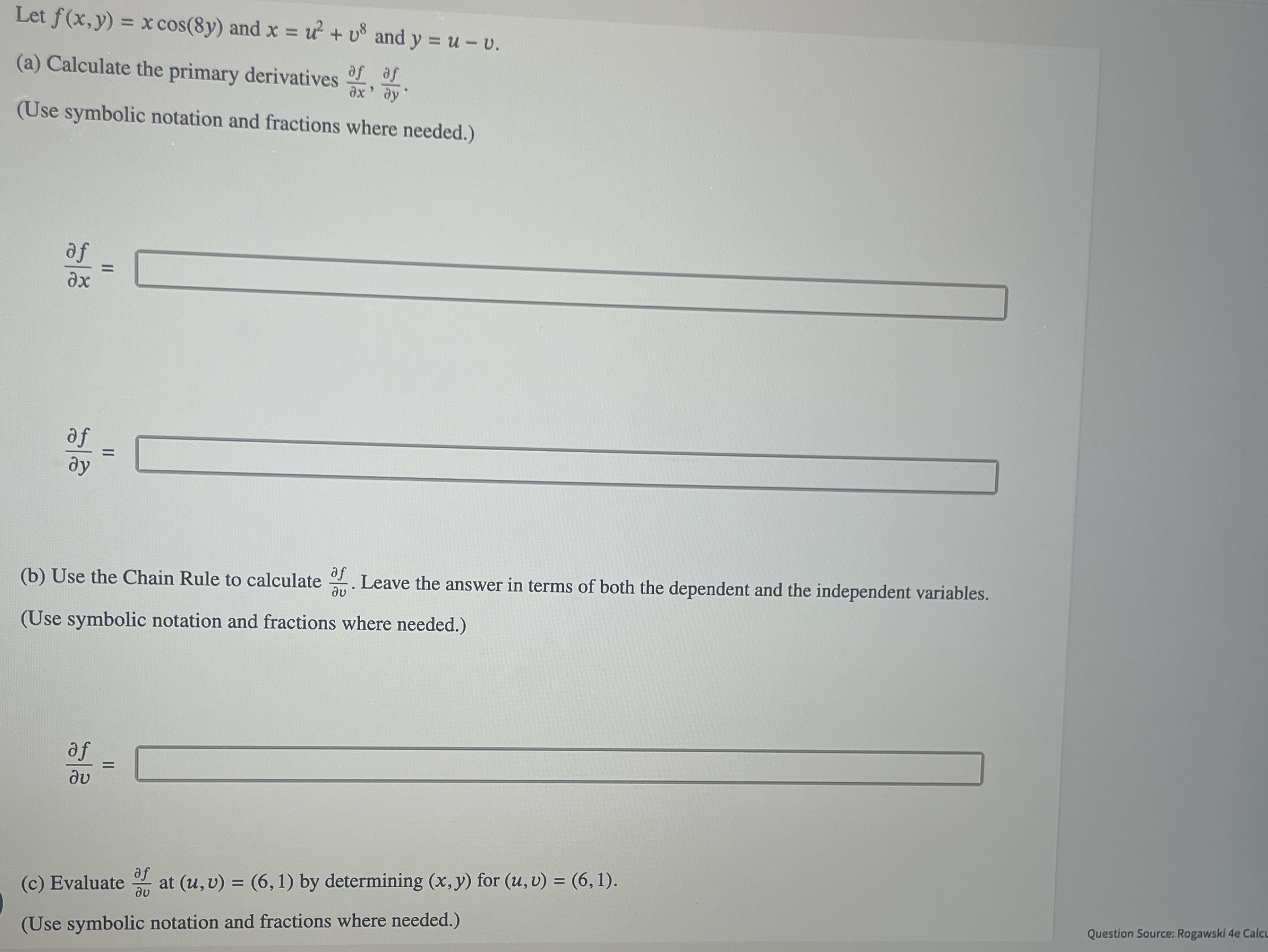 Solved Let F X Y Xcos Y And X U V And Y U V A Chegg