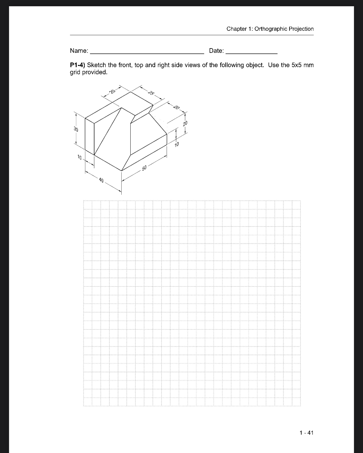 Solved Chapter Orthographic Projectionname Date P Chegg