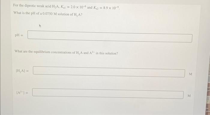 Solved For The Diprotic Weak Acid H A K1 2 0 X 10 6 And Chegg