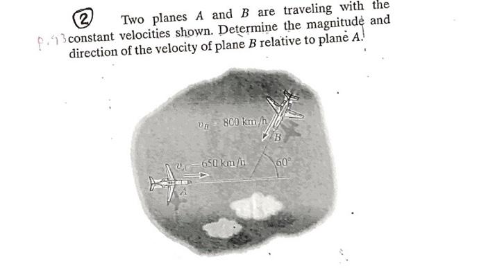 Solved Two Planes A And B Are Traveling With The P Chegg