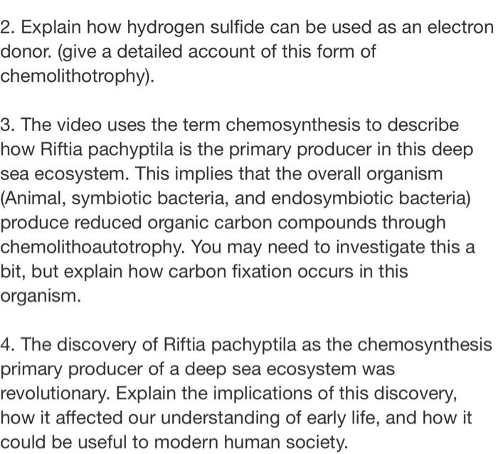 Solved 2 Explain How Hydrogen Sulfide Can Be Used As An Chegg