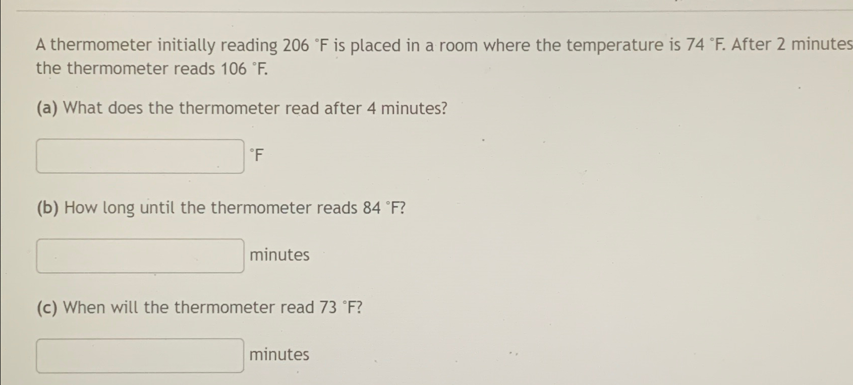 Solved A Thermometer Initially Reading F Is Placed In A Chegg